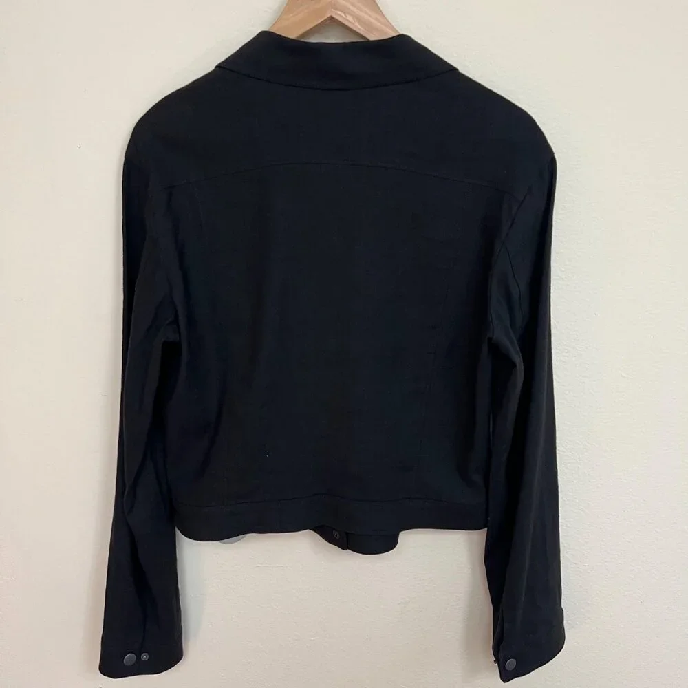 TAHARI Black Button-Front Long-Sleeve Linen Blend Jacket Women’s Large - Picture 7 of 9